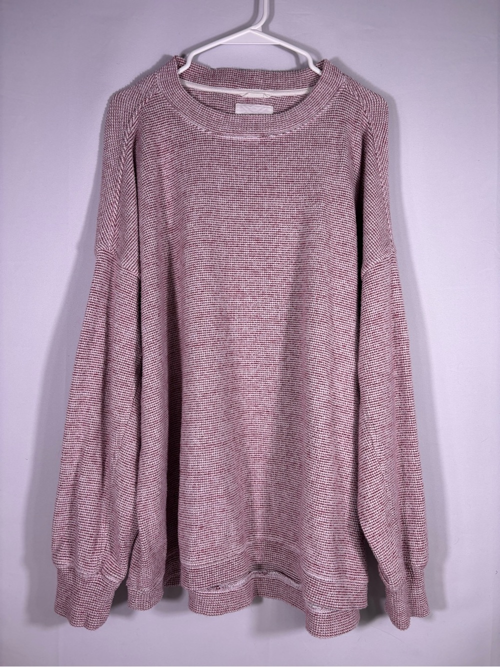Aerie Oversized Waffle Knit Sweatshirt Pink Marled Slouchy Cozy Large